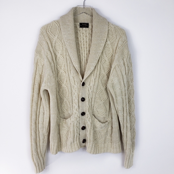 Thane Sweaters - Vintage Fisherman's Sweater Acrylic Cardigan White